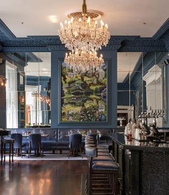Grand dining room with chandelier